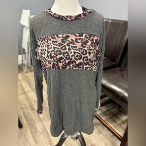 Reborn Charcoal and Pink Leopard Print Hoodie
